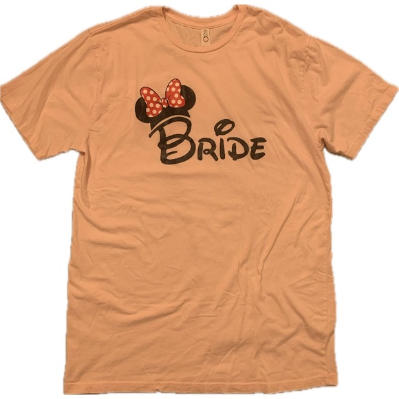 EUC Circle Clothing Disneys Minnie Mouse Bride Short Sleeve Pink T Shirt Size L - Picture 1 of 6